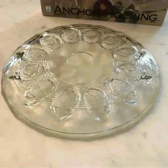 Vintage 90s  Anchor Hocking Avalon 12” Deviled Egg Plate with original box - Picture 3 of 8